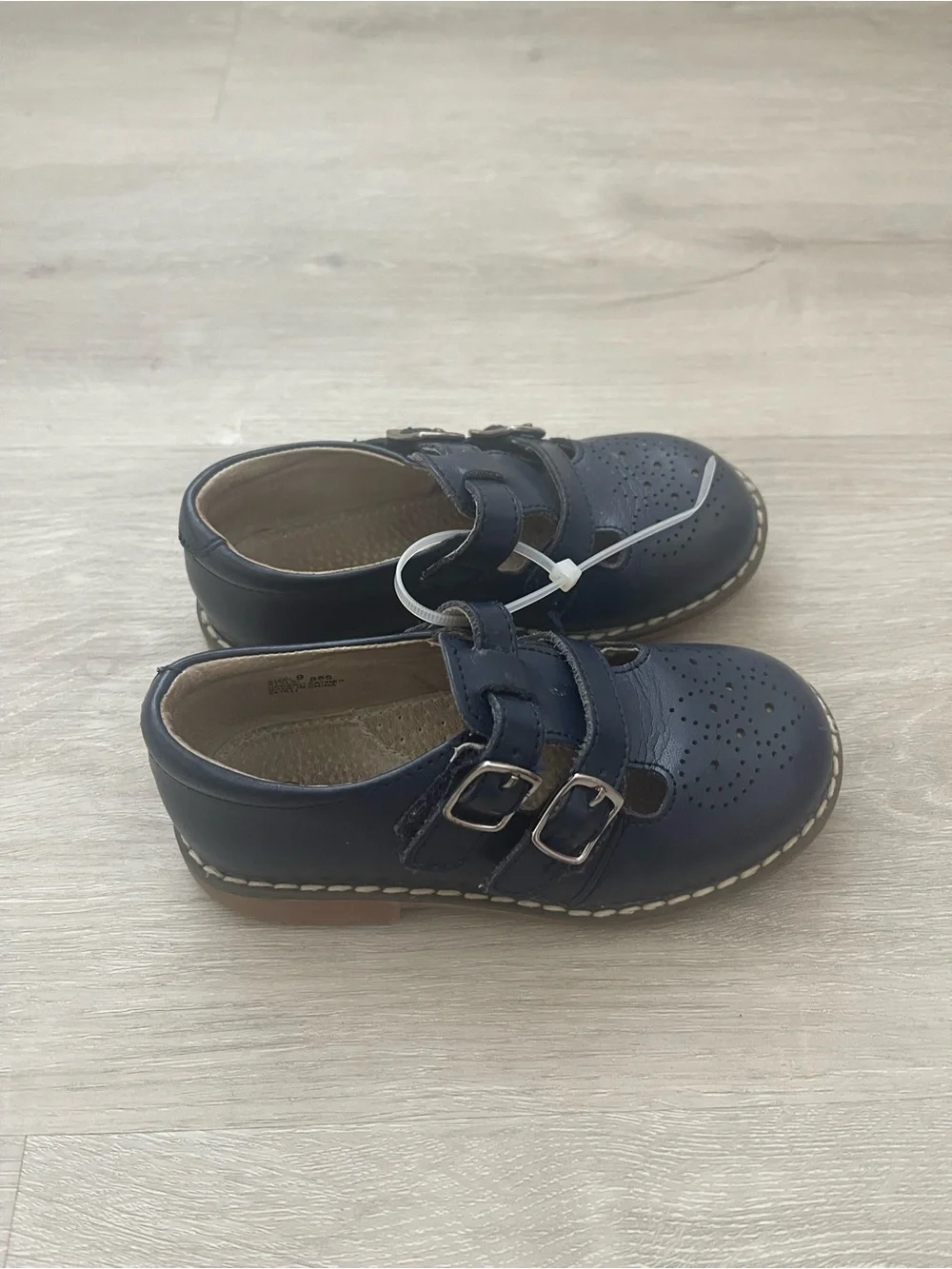 L'Amour Navy Double-Buckle Mary Jane Kids Dress Shoes